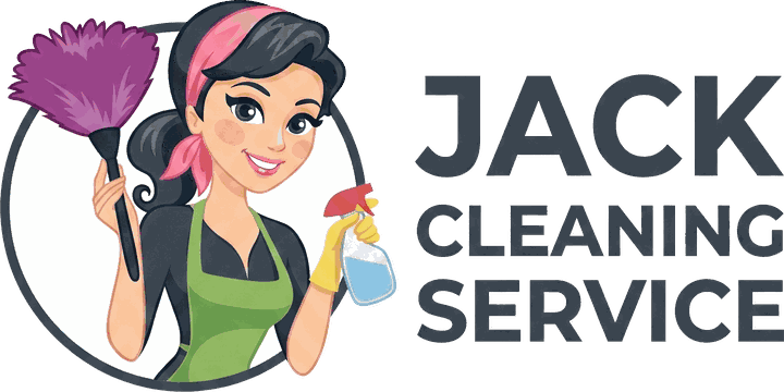 Jack Cleaning Service logo: an illustrated housekeeper holding a duster and a spray bottle